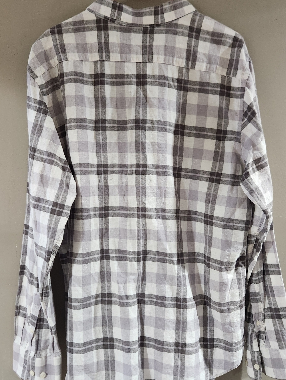 Banana Republic Plaid Button Down Shirt Linen Blend Beige Size XL - Picture 4 of 5